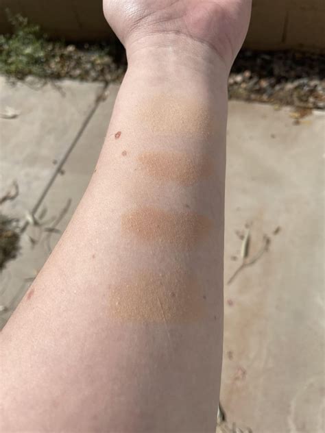 Some swatches including two Chanel formulations in B10 